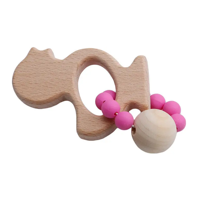 Cute Baby Nursing Bracelets Wooden Teether Crochet Chew Beads Teething Wood Rattles Toys Teether Montessori Bracelets