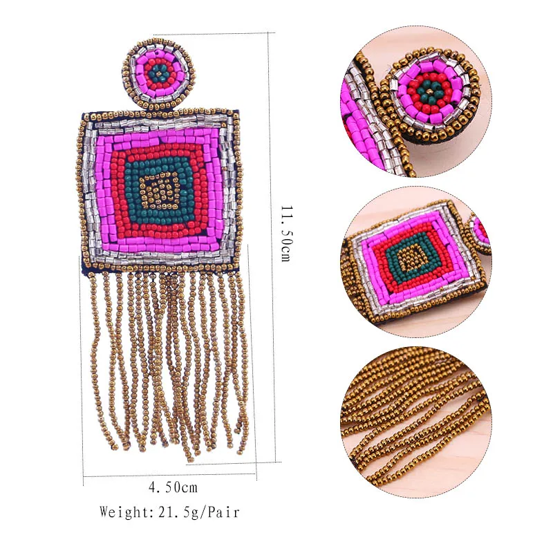 Statement Earring Tassel Earrings For Women Design Handmade Fringed Bohemian Jewelry Gifts Wedding Glass Bead Drop Earring Party