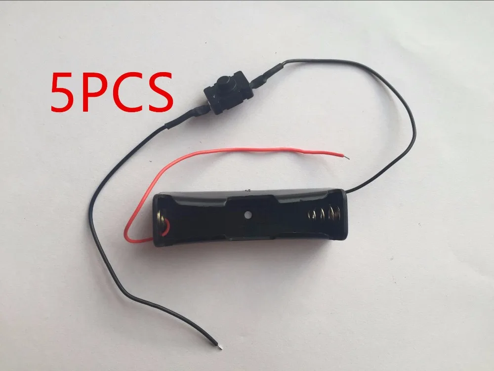 Caixa de bateria com placa protetora, 5 peças 1*18650 3.7v caixa de armazenamento de bateria liga/desliga interruptor fio de chumbo para 3.7v 1x18650 bateria
