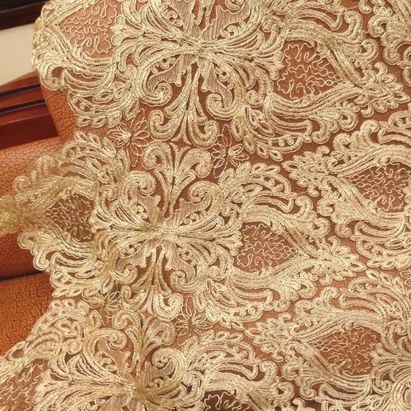 The Golden Baroque Hearts A Big Lace Fabric Voile  Tulle Fabric High Quality Swiss Laces Switzerland Telas for Party Dress New