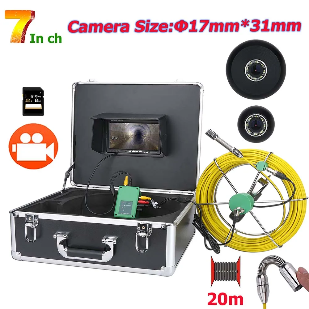 

MAOTEWANG-Industrial Pipe Sewer Inspection Video Camera System, IP68 Waterproof Camera, 1000 TVL, 7Inch DVR, 17mm, 20/30/40/50M