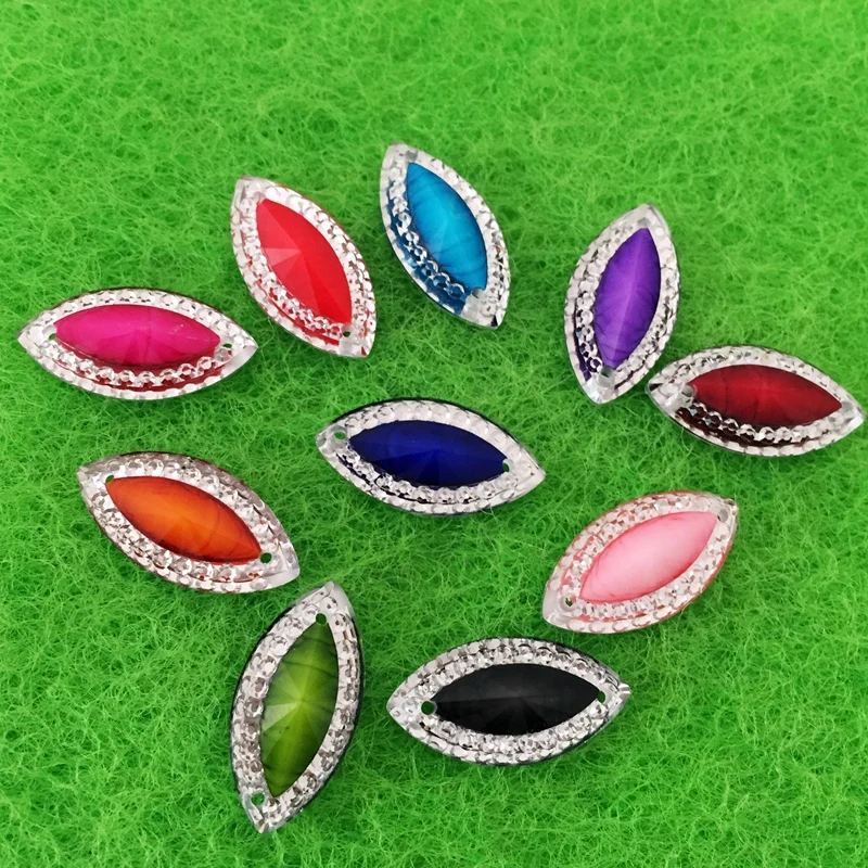 60pcs resin horse eye flat back rhinestone wedding decoration garment accessories 2 hole resin hand seam drilling twist buckle