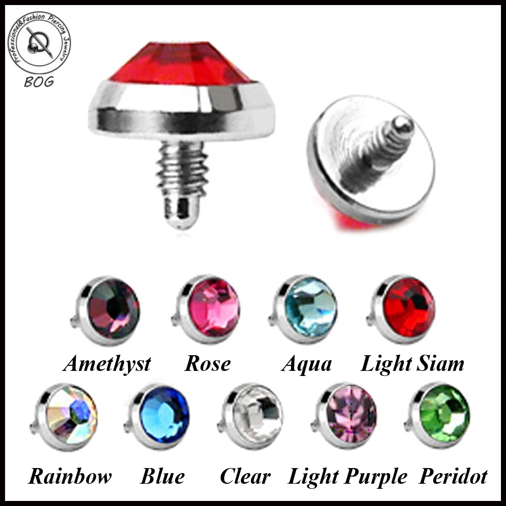 BOG-1 PC Surgical Steel CZ Crystal Dermal Anchor Top Micro Dermal Anchor Piercings Skin Diver Piercing Body Jewelry