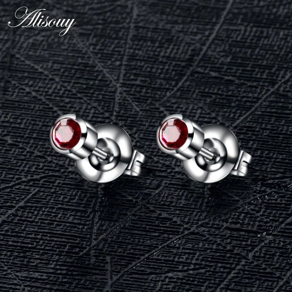 Alisouy PAIR Surgical 316L Steel Birthstone CZ Ear Stud Earrings Studs Tragus Cartilage Piercing Professional for Earring Gun