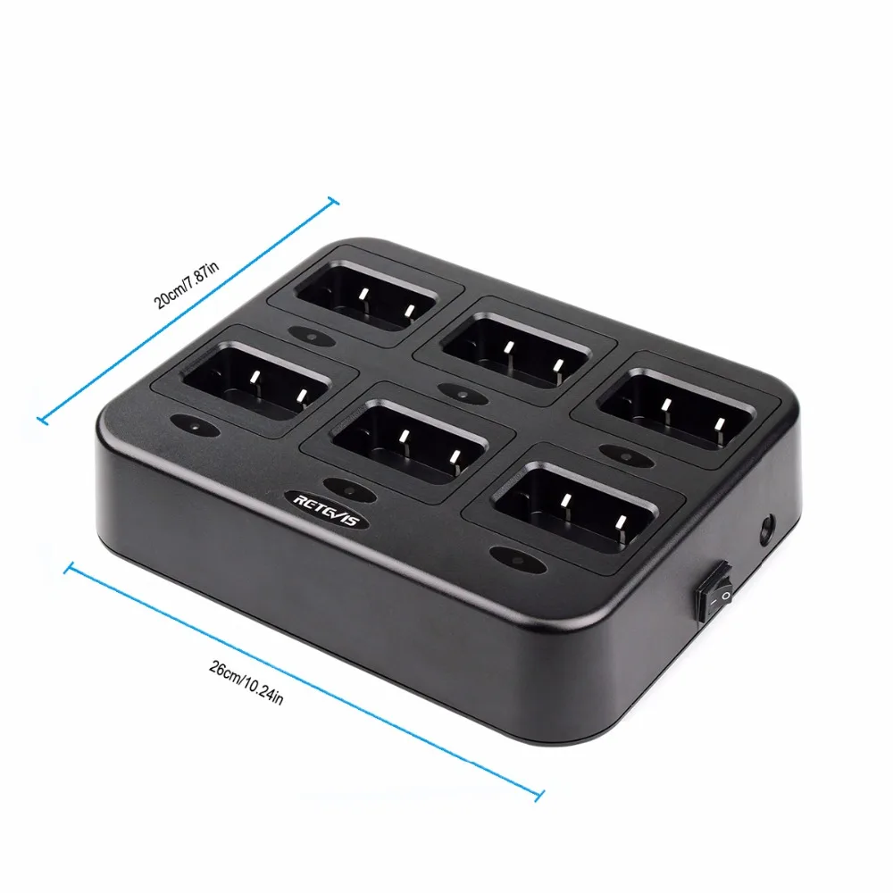 Retevis RTC21 a Sei Vie Charger/Caricabatteria per Retevis RT21/RT24/H777S/RT24V/RT28/RT53 Per Hotel/Ristorante Walkie Talkie