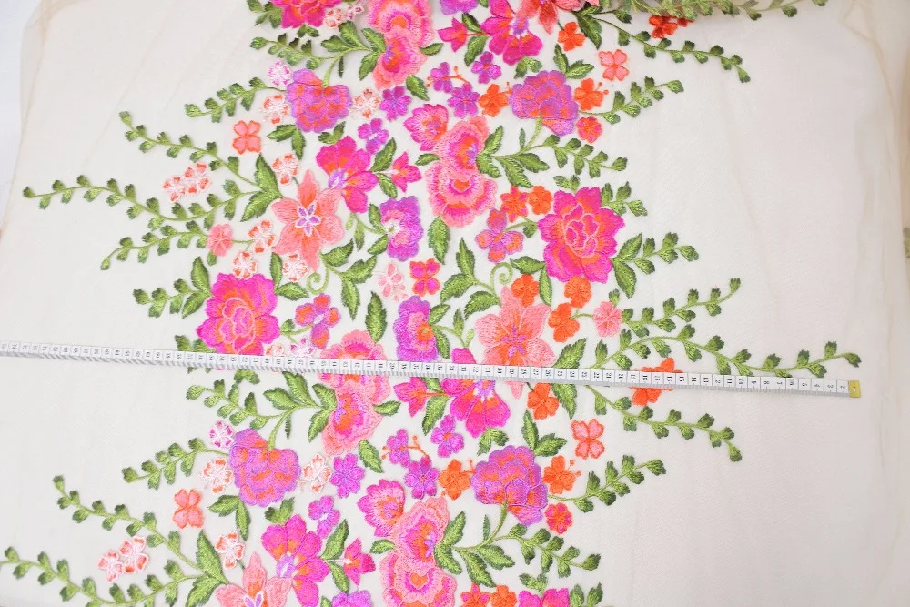 LASUI beautiful 1yard colourful flower embroidery  fabric wide 150cm breathable for  DIY handmade accessroies  dress Q012