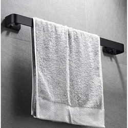 Solid Space Aluminum Black Towel Bar Single Towel Rack Bathroom Black Wall Mounted Towel Holder Accessories 20/30/40/50/60 cm