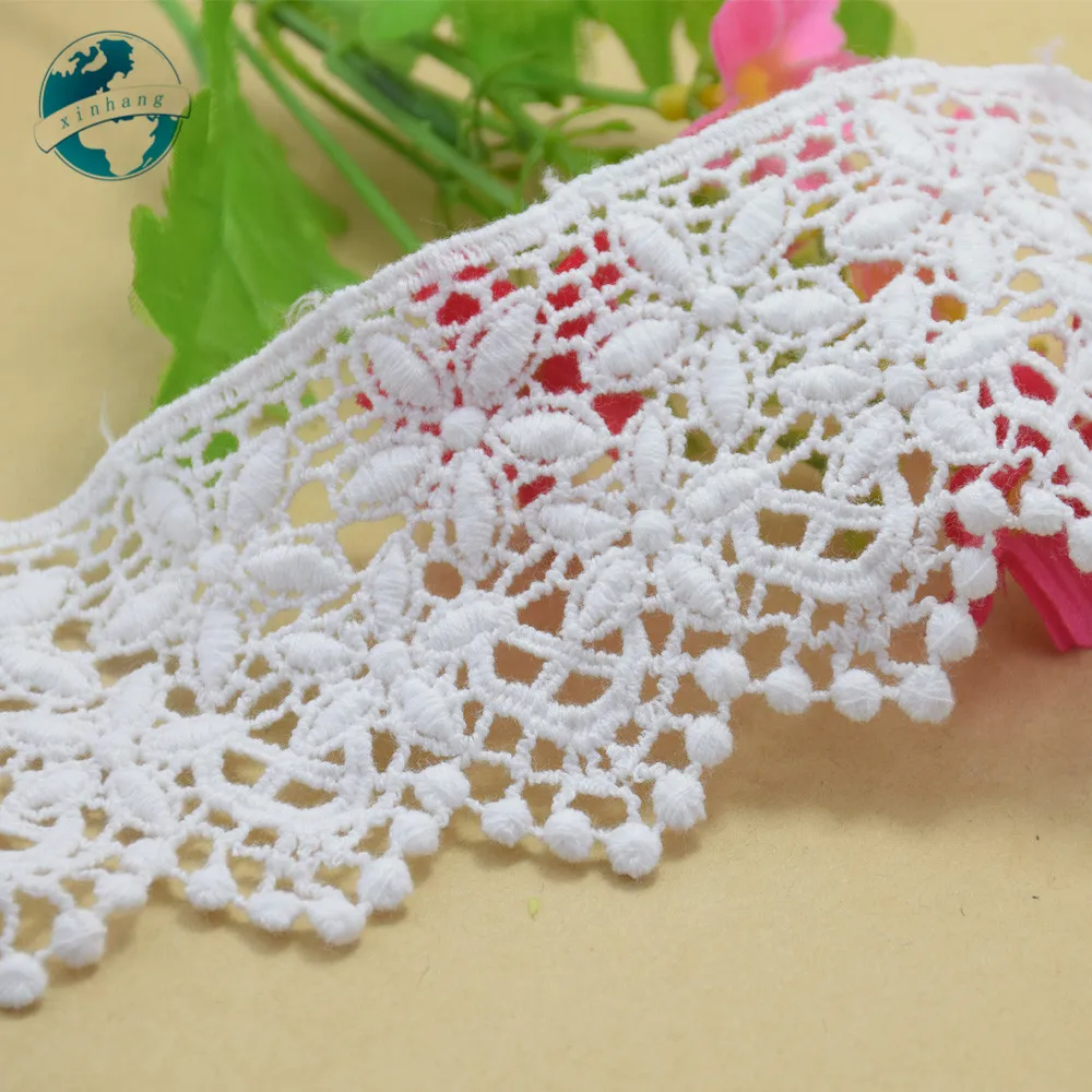 6cm Width White Cotton Embroidery French Lace Ribbon Fabric Guipure Diy Trims Warp Knitting Sewing Garment Accessories#3689