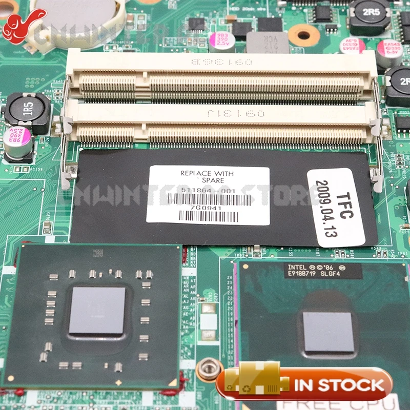 NOKOTION For HP Pavilion DV6 DV6-1000 Laptop Motherboard PM45 DDR2 GeForce 9200M GPU Free CPU 511864-001 DA0UT3MB8D0