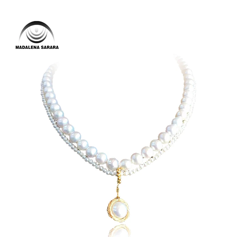 

MADALENA SARARA Hot Sale Elegant Princess Style 8-9mm Baroque Freshwater Pearl Necklace Multi-rows