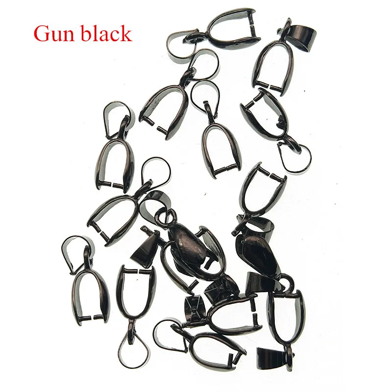 20pcs 14/16/20/24mm Gun black Necklace Pendants Clasps Clips Bails Connectors Copper Charm Bail Beads for DIY Jewelry Findings