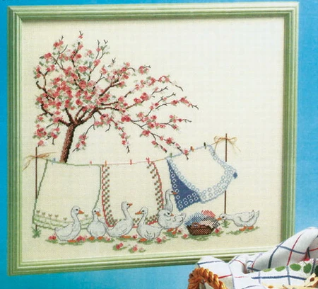 2020 New Cross Stitch Suite Idyllic Scenery C225 Drying Bed Sheets Courtyard Small White Goose