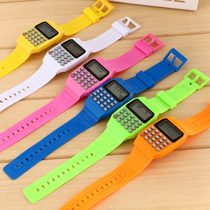 Fashion Child Kid Silicone Date Multi-Purpose Electronic Calculator Wrist Watch X6HA