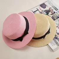 COKK Panama Simple Summer Beach Hat Female Casual Lady Women Flat Brim Bowknot Straw Cap Girls Sun Hat Chapeu Feminino - Image 5