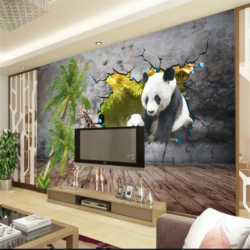 wellyu   Custom wallpaper  papier peint mural 3d   European hand painted paint illustration panda  papel pintado pared