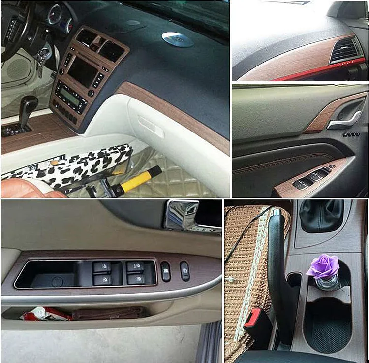 30x124cm Color Change Wood Grain Vinyl Film Furniture Wood Grain Textured Decal Car Internal Self-adhesive Sticker Car Styling