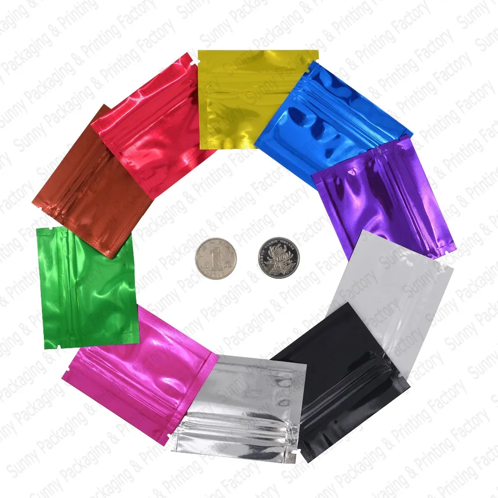 100 pcs 7.5x6.5 cm (3''x2.5'') Aluminum Foil Colored Zip lock Bags,Plastic Zip lock Pouch Bags,Food Storage Bags Free Shipping