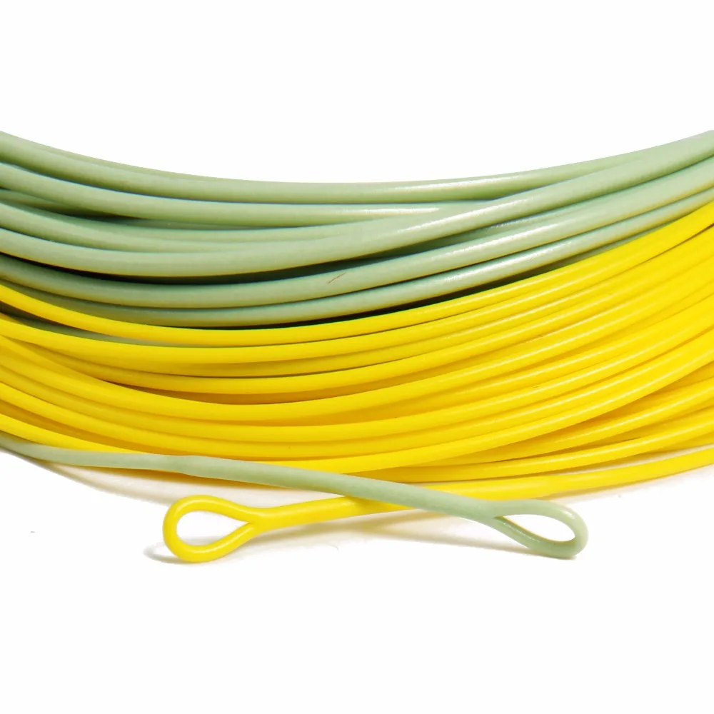 Angler Dream Fishing Tools Gold Floating Fly Line, WF2F 3F 4F 5F 6F 7F 8F 9F 100FT Fly Fishing Line With Two Welded Loops