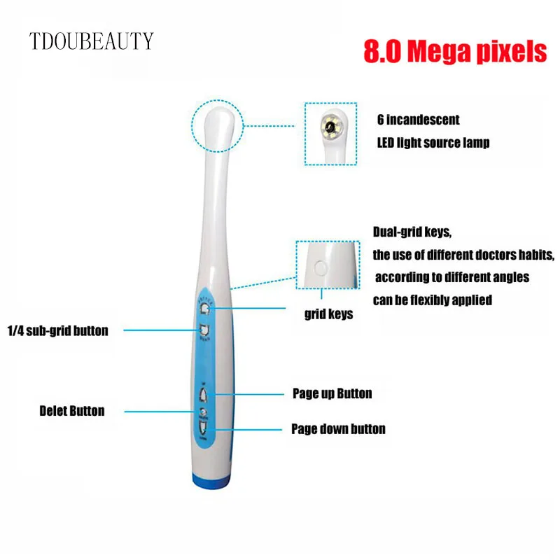 TDOUBEAUTY 8,0 megapíxeles transmisión WIFI integrada de alta calidad YF-1700M cámara intraoral intraoral súper transparente todo en uno