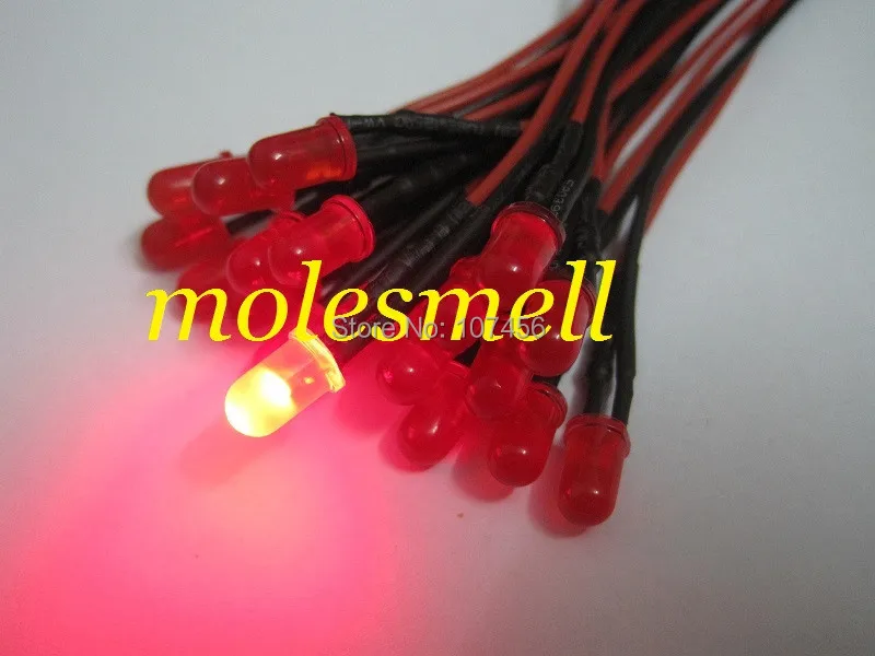 

500pcs 5mm 24v diffused Red 24V DC red lens 20cm Pre-Wired LED Light DIY free shipping