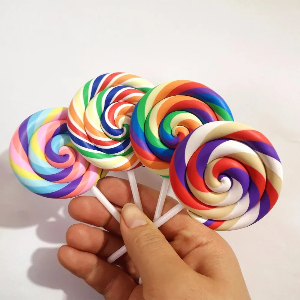 1/2PCS Big Simulate Clay Lolipop Cute Plasticine Candy Flat back For Kids DIY Phone Decoration