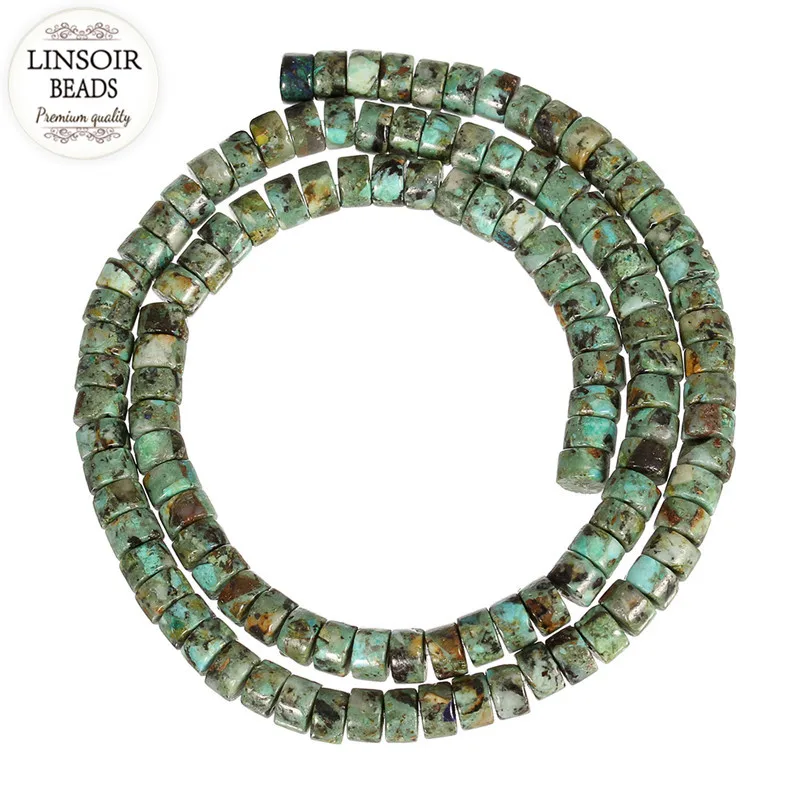 LINSOIR 110pcs/strand Natural Stone African Created Beads Dia 5.5mm Loose Rondelles Spacer Beads for DIY Jewelry Making F5428