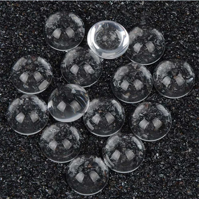 30pcs/lot 14mm High Quality Round Flat Back Hemispherical Transparent Clear Glass Dome Cabochons Accessories For DIY Jewelry