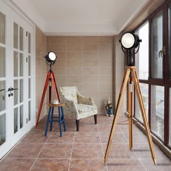 American style retro industrial wind, personality, creativity, bedroom, living room, study, Navy, modern three tripod floor lamp