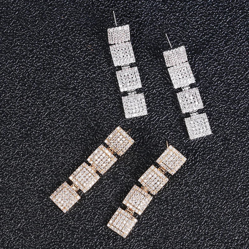 Trendy Luxury square shape dangle Earrings For Women Wedding Cubic Zircon CZ Dubai Bridal Earring Bohemia Hot 2019 E1355