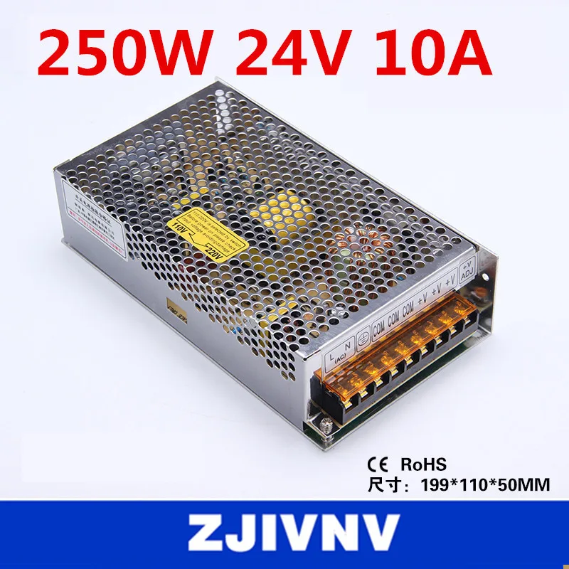 factory price 250W 24V 10A SMPS single output switching power supply for LED Strip light, led power supply CCTV cami  ac-dc