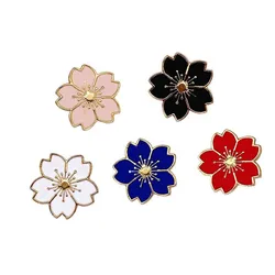 New Sweet Girl Style Beautiful Cherry Blossom Drop Oil Brooch Alloy Badge Small Flower Collar Needle Clothing Brooch Jewelry