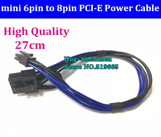 

High quality mini 6pin male to pcie 8pin male video card 6 pin to 8 pin power cable for Mac Pro G5 GTX680 GTX480 Blue&Black