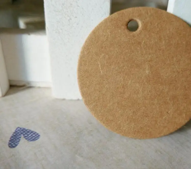 100pcs/lot Brown Kraft Paper Tags DIY Round Food Label Wedding Gift Decorating Tag Party Supplies 3.5*3.5cm