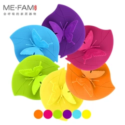 ME.FAM Fashion Colorful Lovely 3D Butterfly + Leaves Silicone Cup Cover 10.5 cm Dustproof Seal Lid Glass Ceramic Plastic Mug Cap