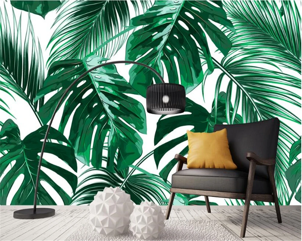 

Beibehang современные упрощенные стереоскопические обои свежий дождь лес растение банановый лист поле интерьер papel de parede обои