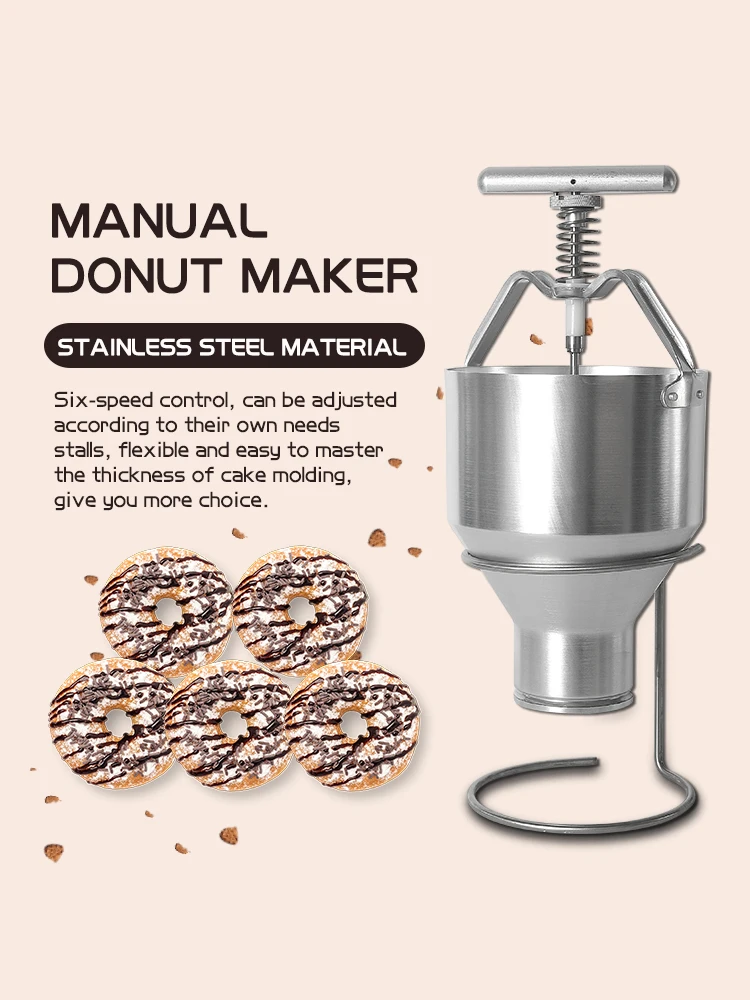 ITOP 2.5L Manual Donut Maker Stainless Steel Doughnut Batter Dispenser Hopper Dropper Donut Mould 6 Adjustable Thicknesses