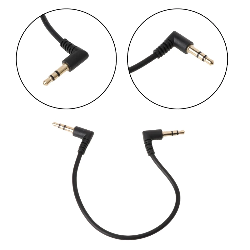 OOTDTY-Cable de Audio estéreo de 90 grados, conector macho a macho de 3,5mm, en ángulo recto, 3,5mm, macho a hembra, para altavoces de ordenador,