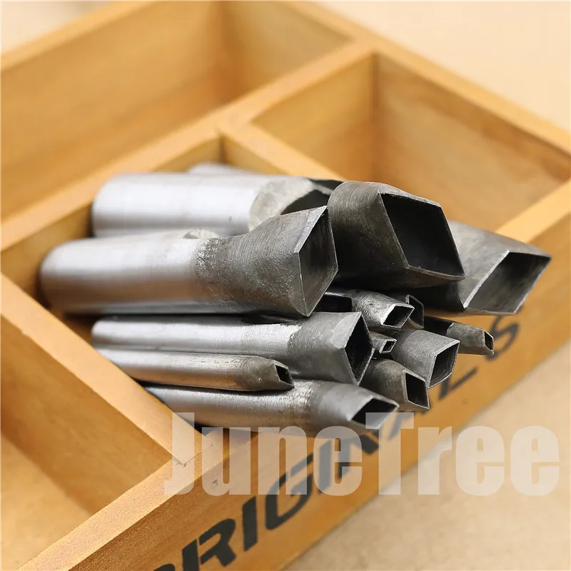 leather craft Steel Hollow diamond Punch Tool for Leather Plastic Wood Belt Hole flower punch Leathercraft Tool 9pcs set