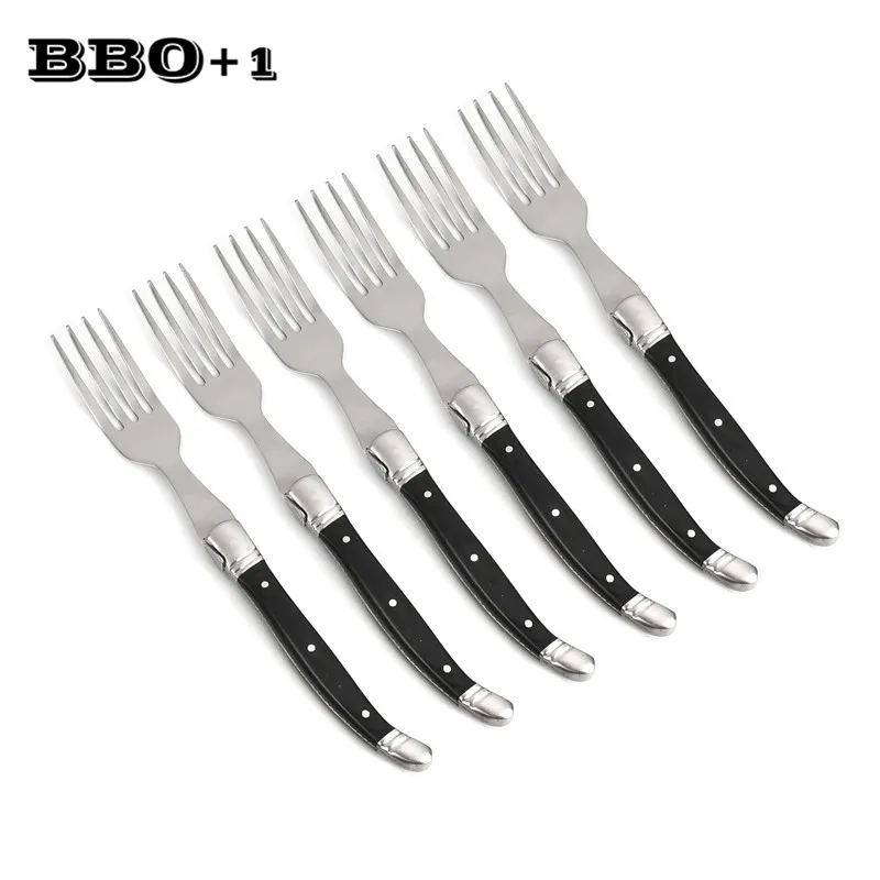 9'' Laguiole Style Steak Fork Stainless Steel Dinner Forks Salad Table Fork set Black Wood Handle Flatware Kitchen Cutlery Xmas