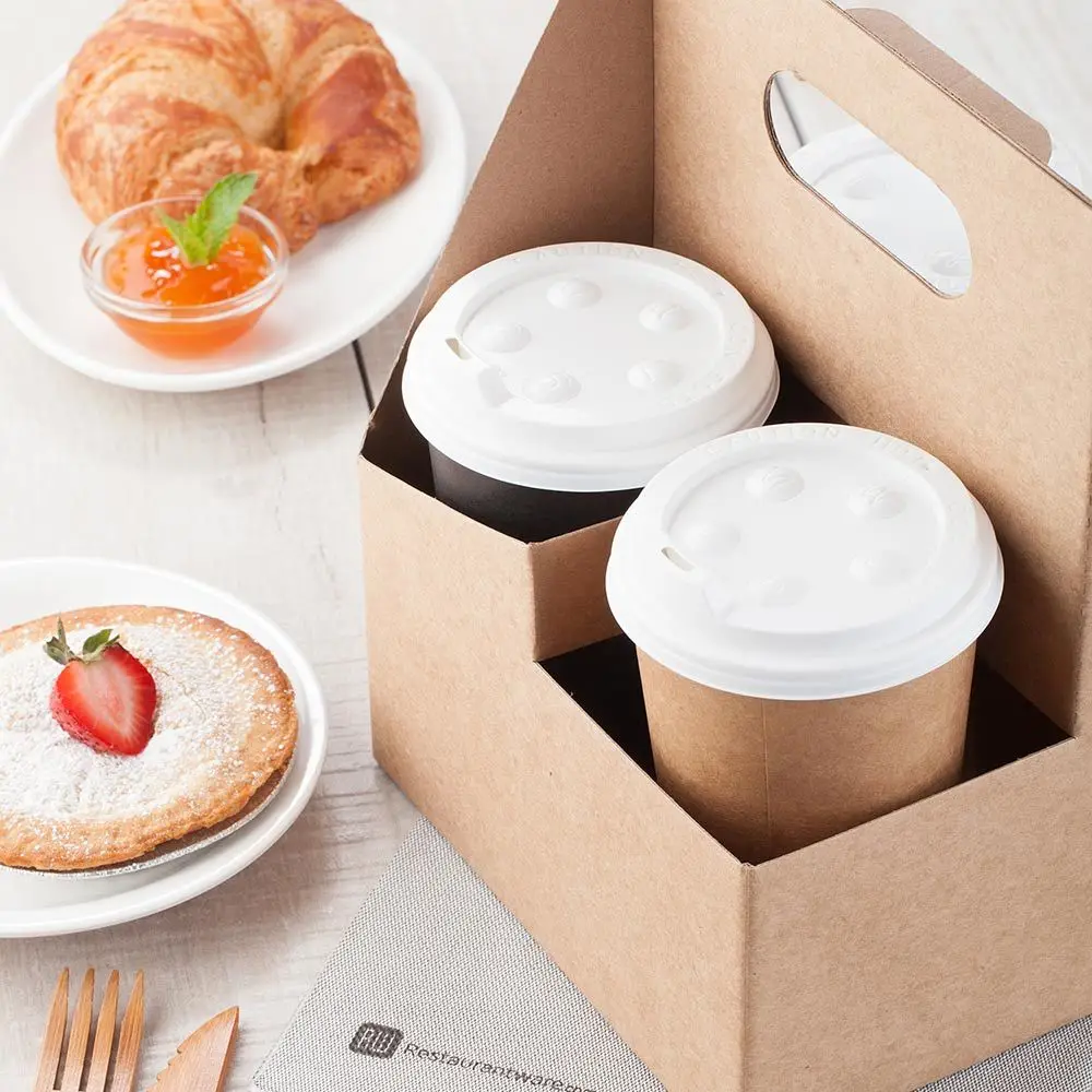 10 Pieces x  Restaurant Catering Party Supplies Coffee Drink Take Out Carriers 4 Seats Paper Kraft