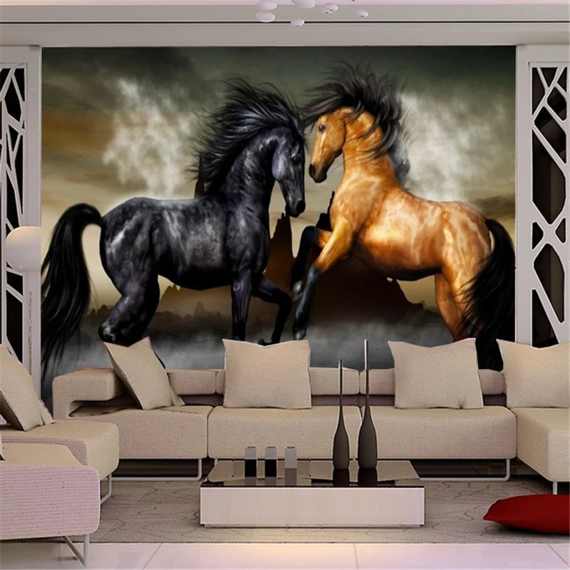 beibehang 3D photo wallpaper papel de parede 3d white horse wall murals 3d horse custom wall paper murals for living room