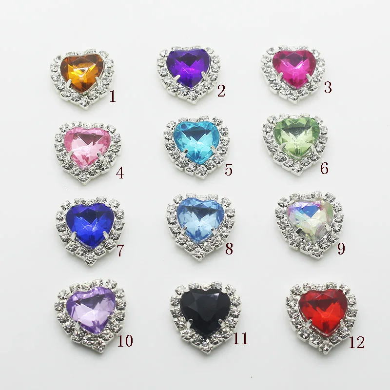 New metal alloy button suitable for clothing 10 pieces / batch 18mm heart-shaped acrylic sewing button handmade decorative color