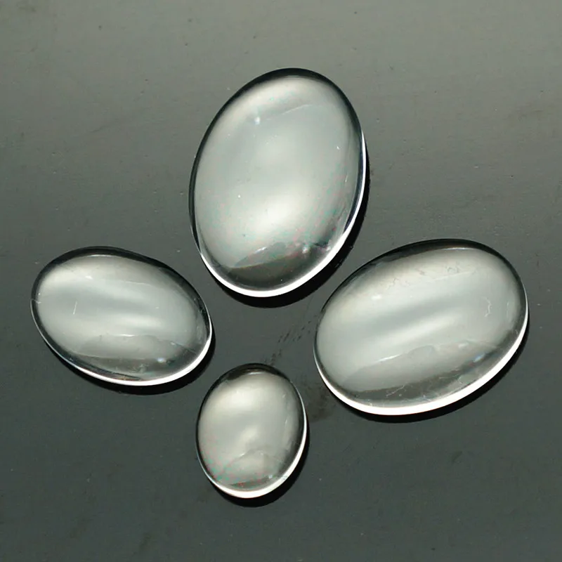 Hot sale 10pcs 8x10mm/13x18mm/18x25mm/25x35mm Clear Oval Transparent glass cabochon demo flat back Making findings