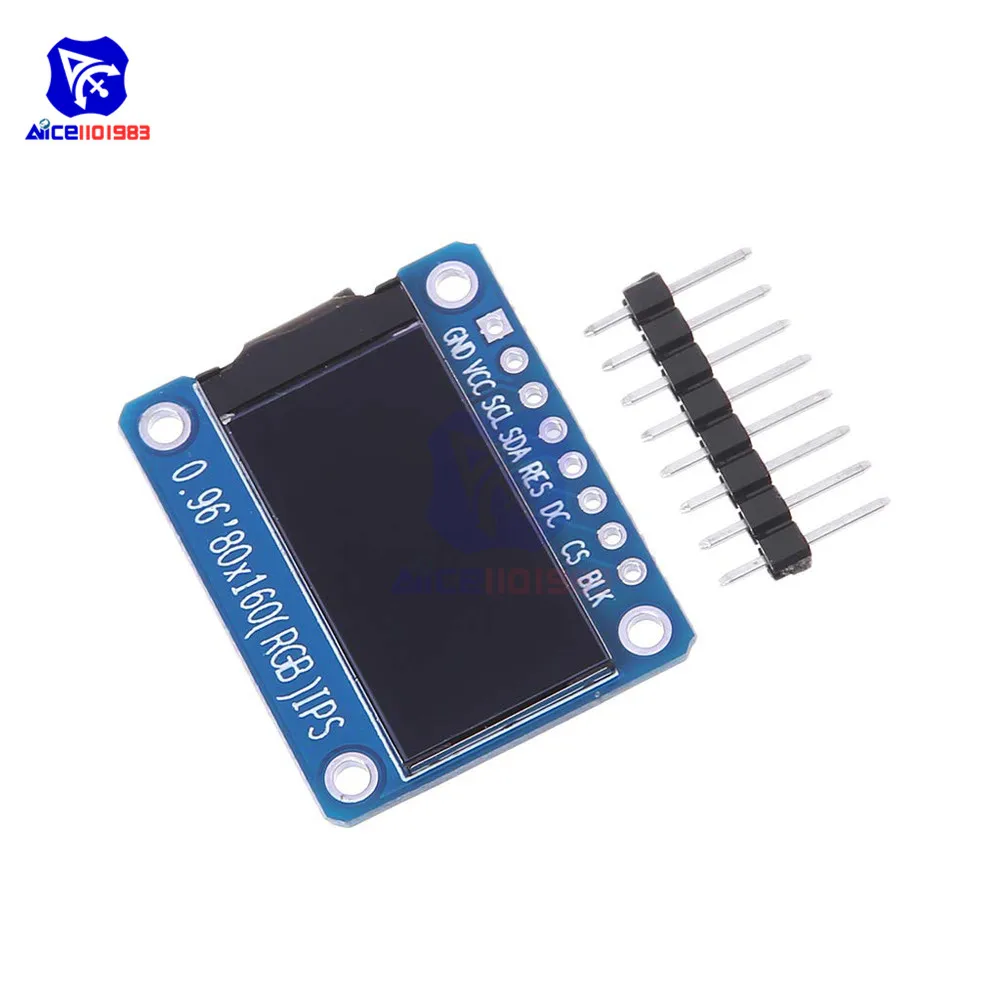 0.96 Inch 7Pin Full Color 80*160 TFT LCD IPS Screen Display Module SPI Interface ST7735 IC Driver for Arduino C51 STM32 3.3V