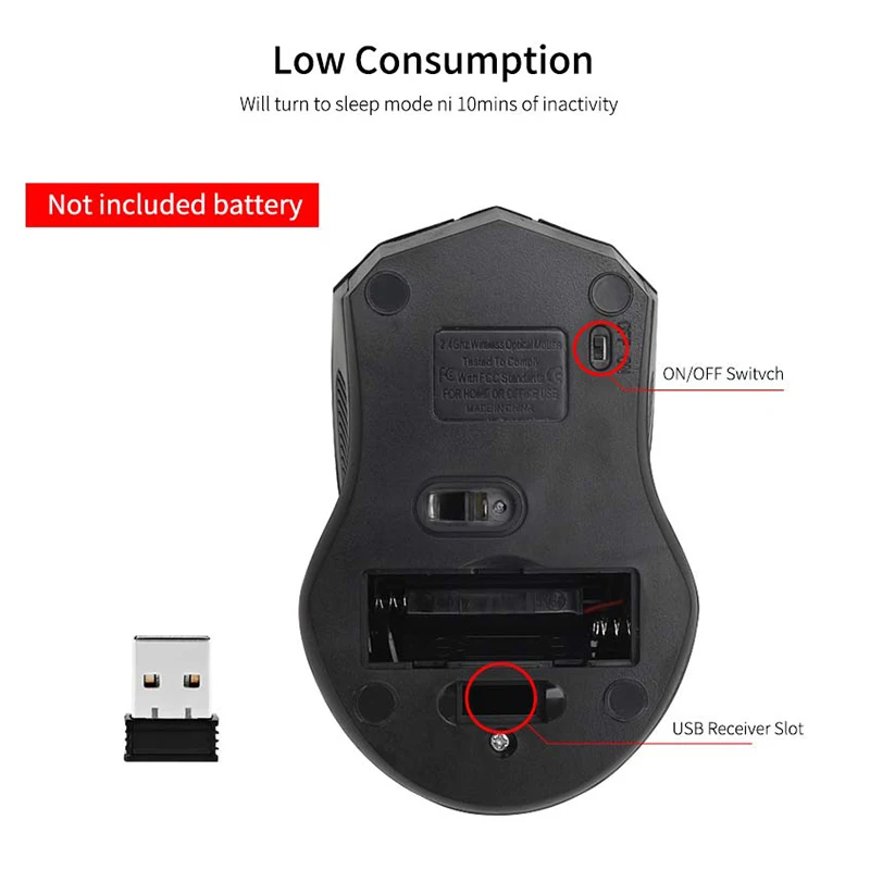 2.4G Wireless Mouse Super Slim Optical Wireless Mouse USB 2.0 Receiver Right Scroll Mice For PC Laptop Notebook Video Game Mouse