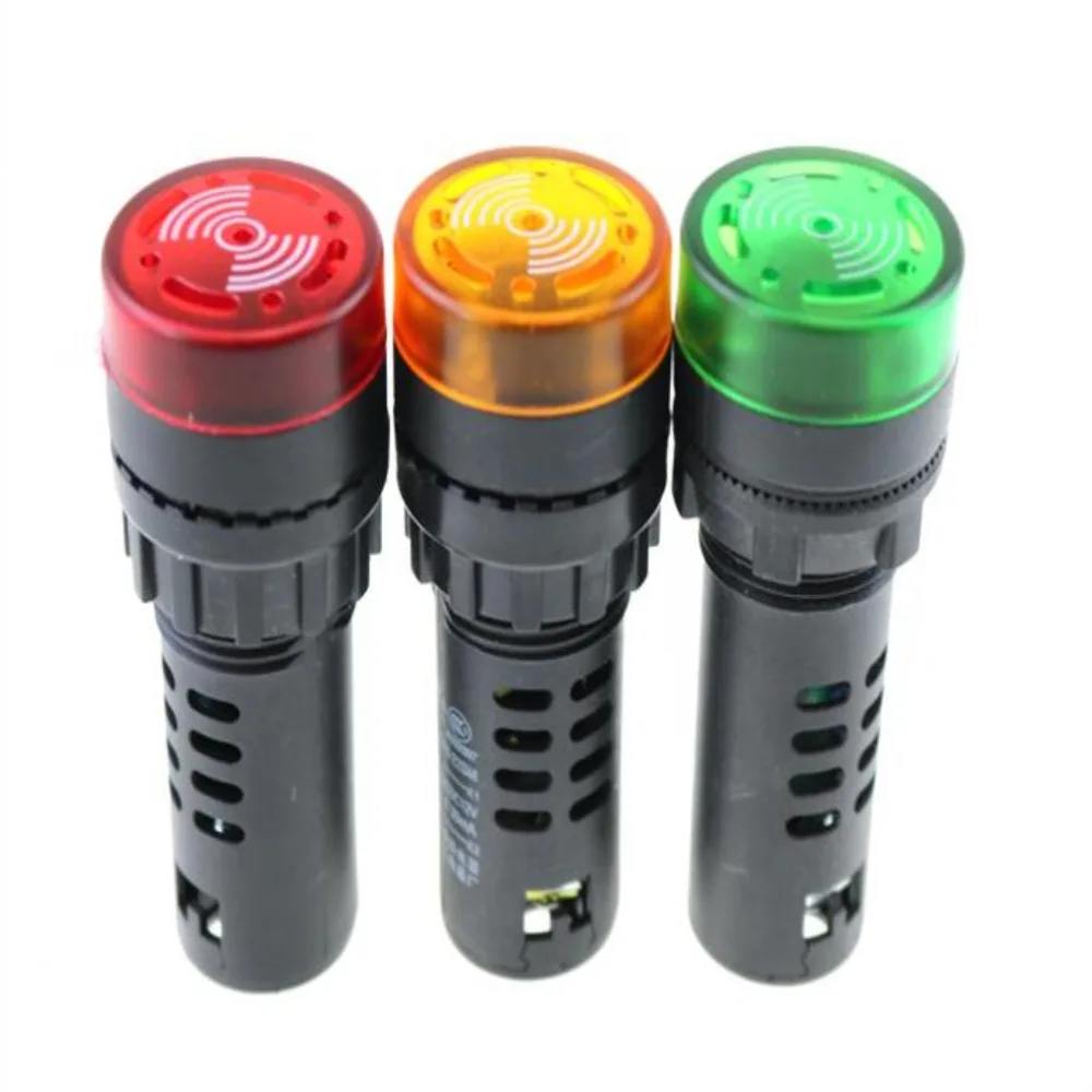 AD16-22SM Dc 12V/24V Rood Geel Groen Led Indicator Signaal Flash Licht Met Zoemer 22Mm dia 60Mm Hoogte