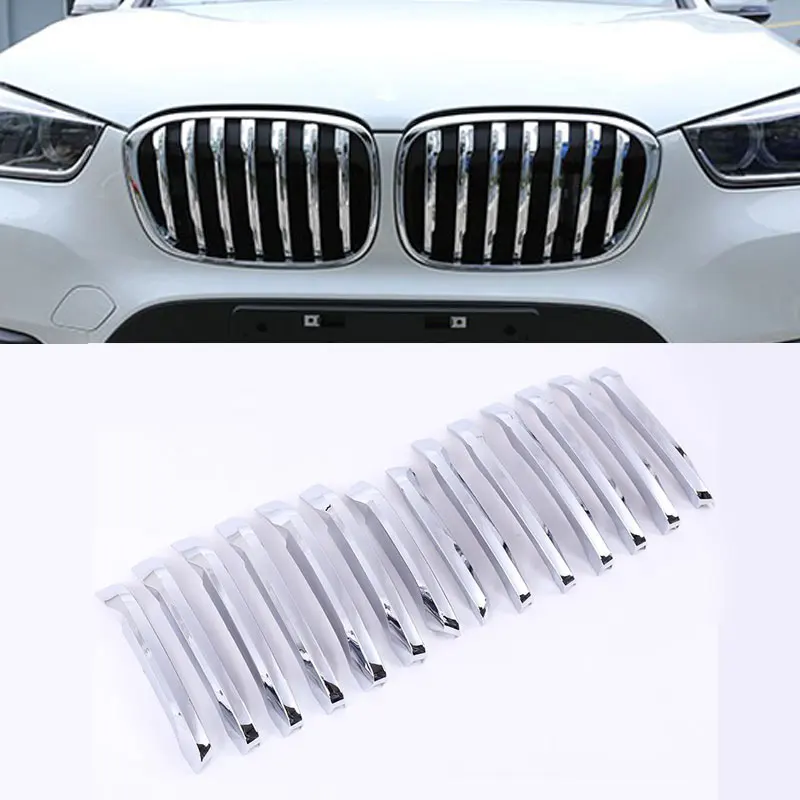 

For BMW X1 F48 2016-2019 20i 25i 25le Car-styling ABS Chrome Front Grill Decoration Strips Cover Trim Accessories Set of 14pcs