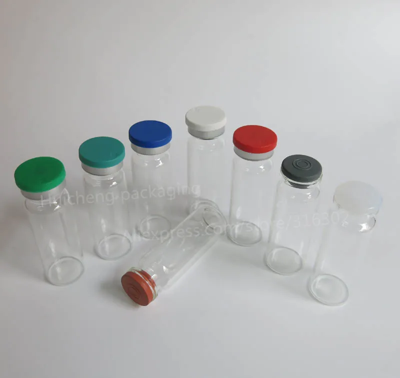 50 x 20ML Clear Pharmaceutical Glass Bottle Plastic Flip Cap 20cc Clear Medicine Bottle,2/3oz Glass Serum Vial