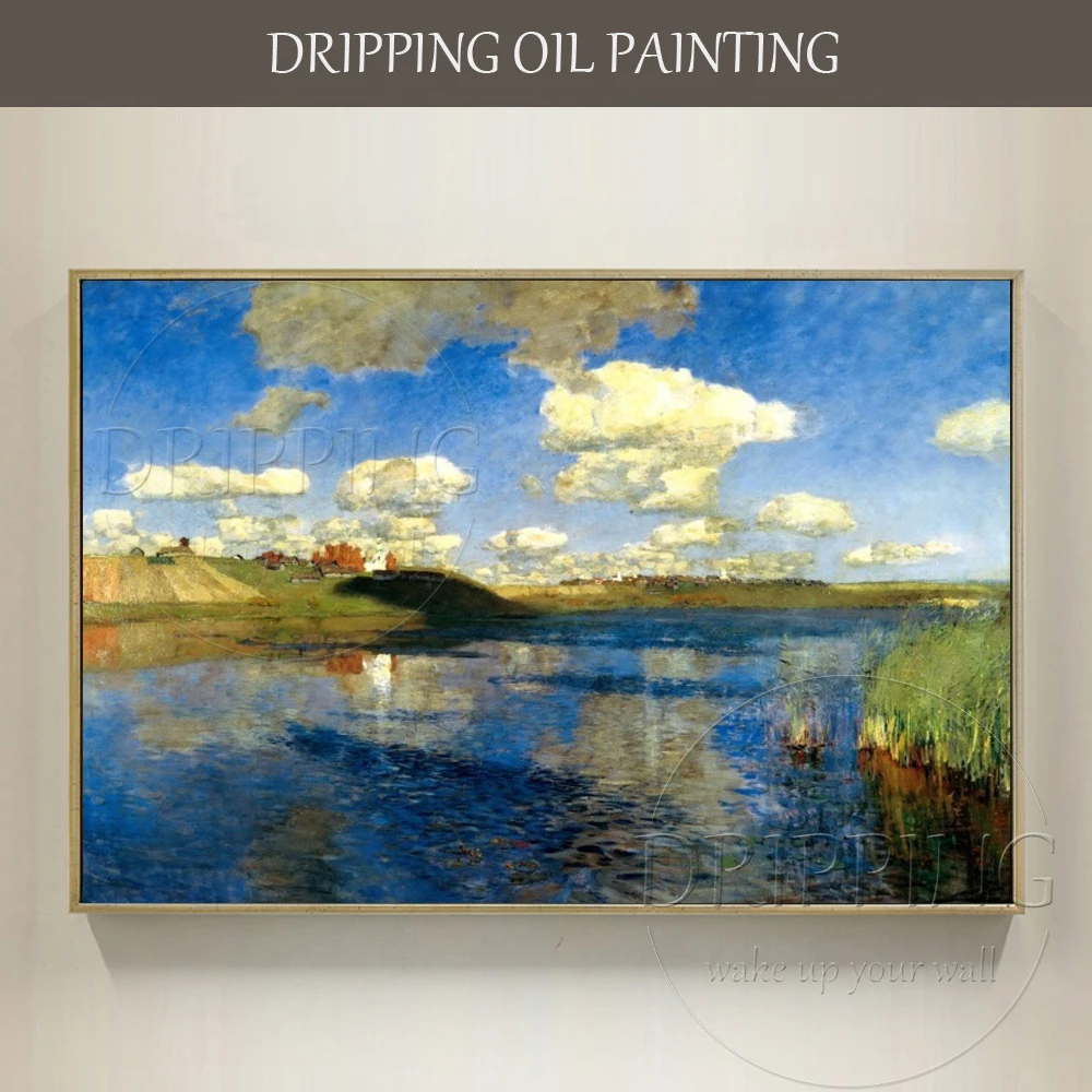 Professional Artist Reproduction Isaac Levitan High Quality Lake Oil Painting on Canvas Hand-painted Levitan Lake Oil Painting