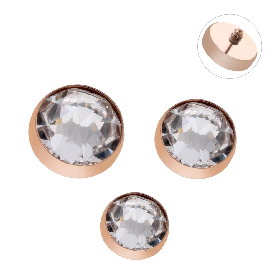 1Pc G23 Titanium Micro Dermal Piercing Micro Dermal Anchor Crystal Dermal Top Surface Skin Driver Body Piercing Stud 14G